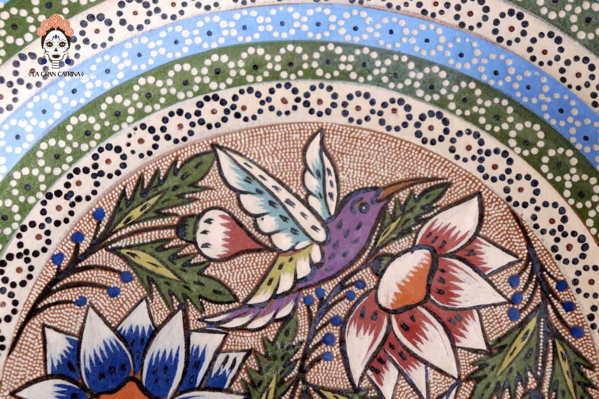 Plato de Flores y Colibríes - 27 cm. diámetro Maceta