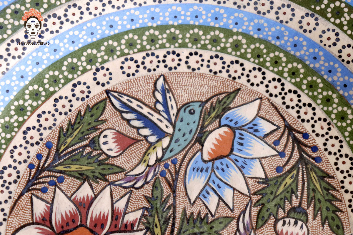 Plato de Flores y Colibríes - 27 cm. diámetro Maceta