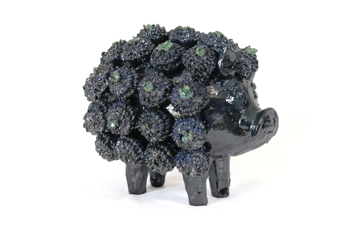 Cochinito - Cerdo de ahorro de concurso - Verde - 27 cm. 11 in. Vidriado Santa Fe