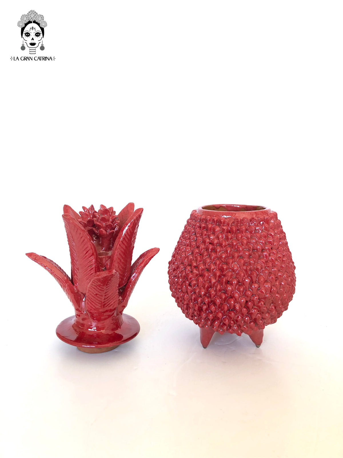 Piña michoacana de barro - Picos rojos - 28 cm. 11 in.