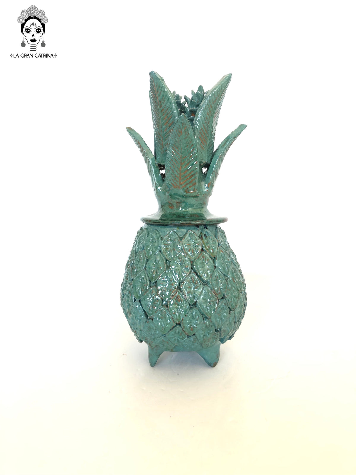 Piña michoacana de barro - Rombos turquesas - 28 cm. 11 in. - Sobre Pedido Sobre pedido