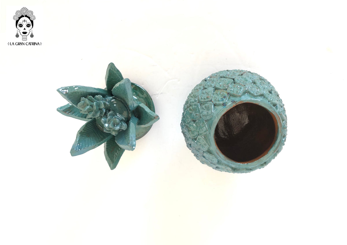 Piña michoacana de barro - Rombos turquesas - 28 cm. 11 in. - Sobre Pedido Sobre pedido