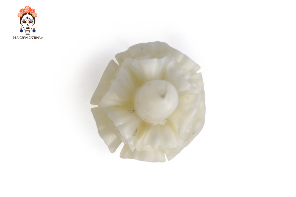 Vela Esculpida - Media Flor Decorativa Blanca - 28 cm. 11 in.