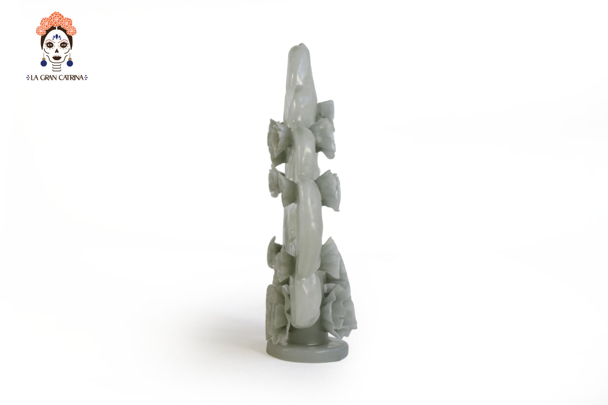 Vela Esculpida - Arbol de la Vida Gris - 18 cm. 7 in.
