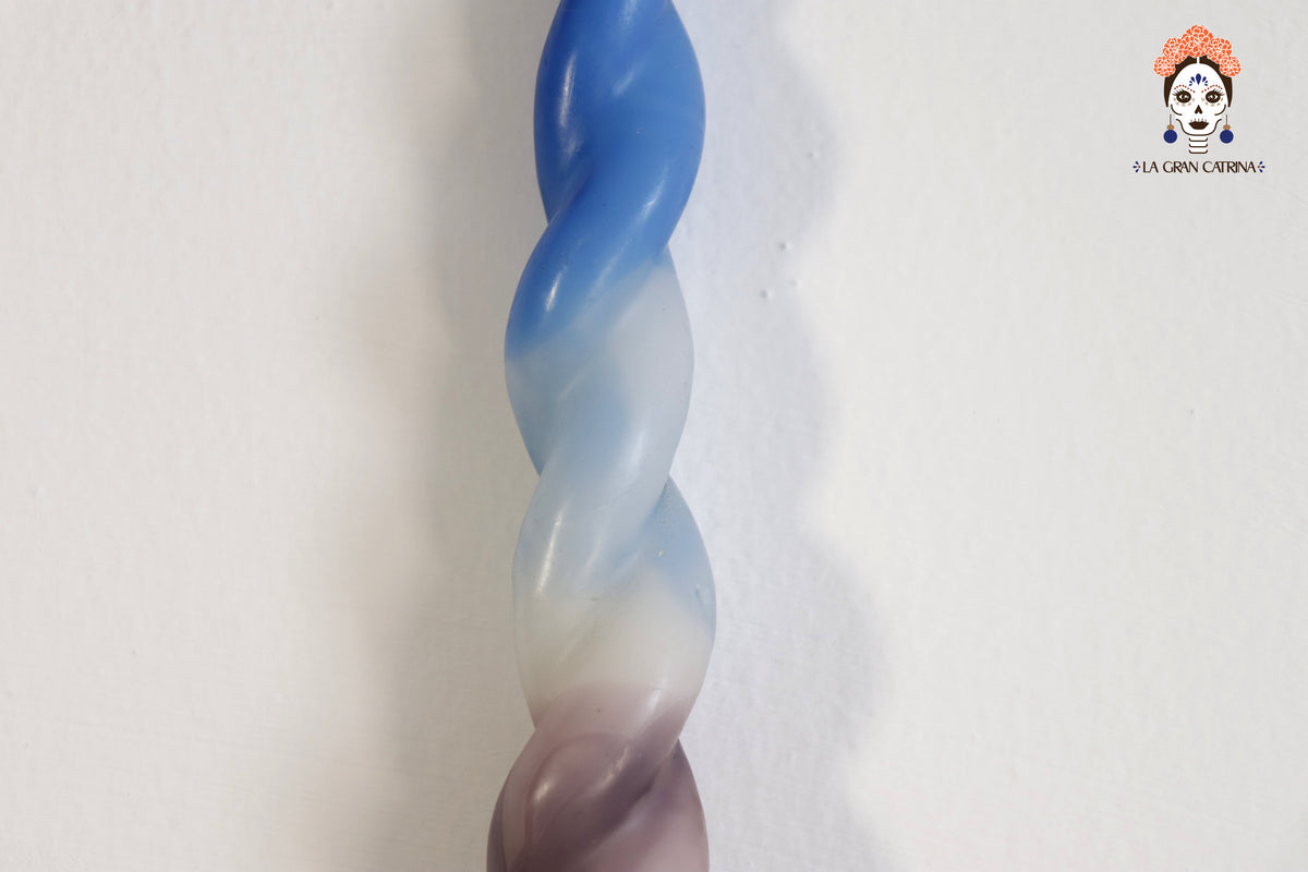 Vela Torcida Degradado Azul - Morado - 30 cm. 11.8 in.