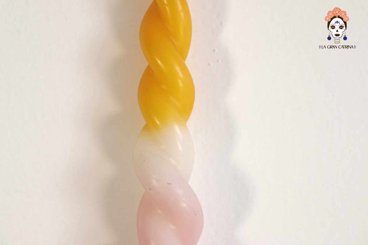 Vela Torcida Degradado Amarillo - Rosa - 30 cm. 11.8 in. Vela