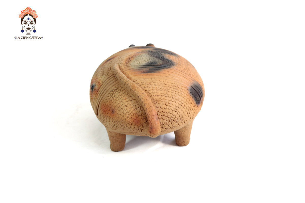 Armadillo con hijos de Barro Natural - 28 cm. 11 In. Zipiajo