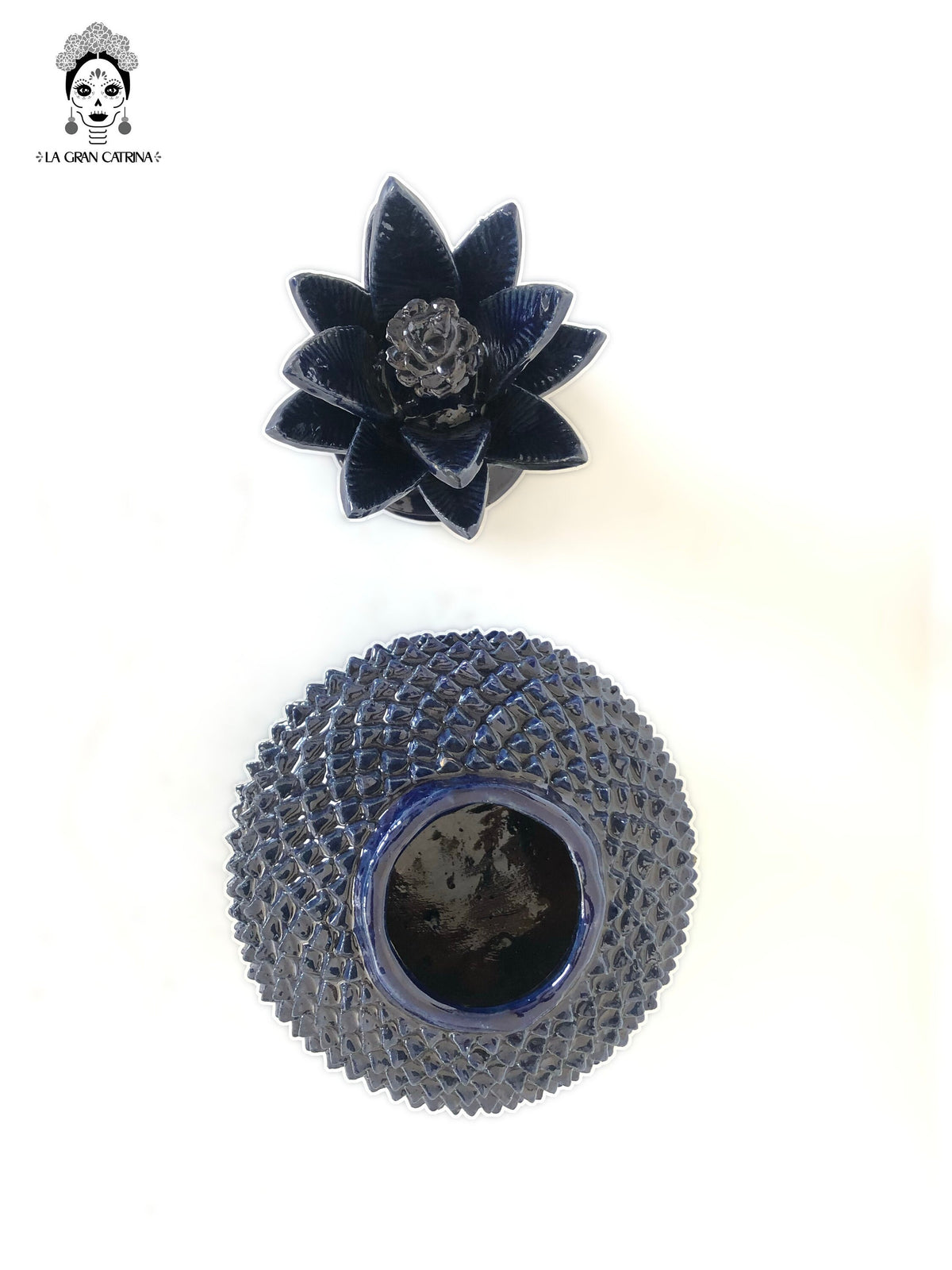 Piña michoacana de barro - Azul de picos - 32 cm. 13 in. - En producción