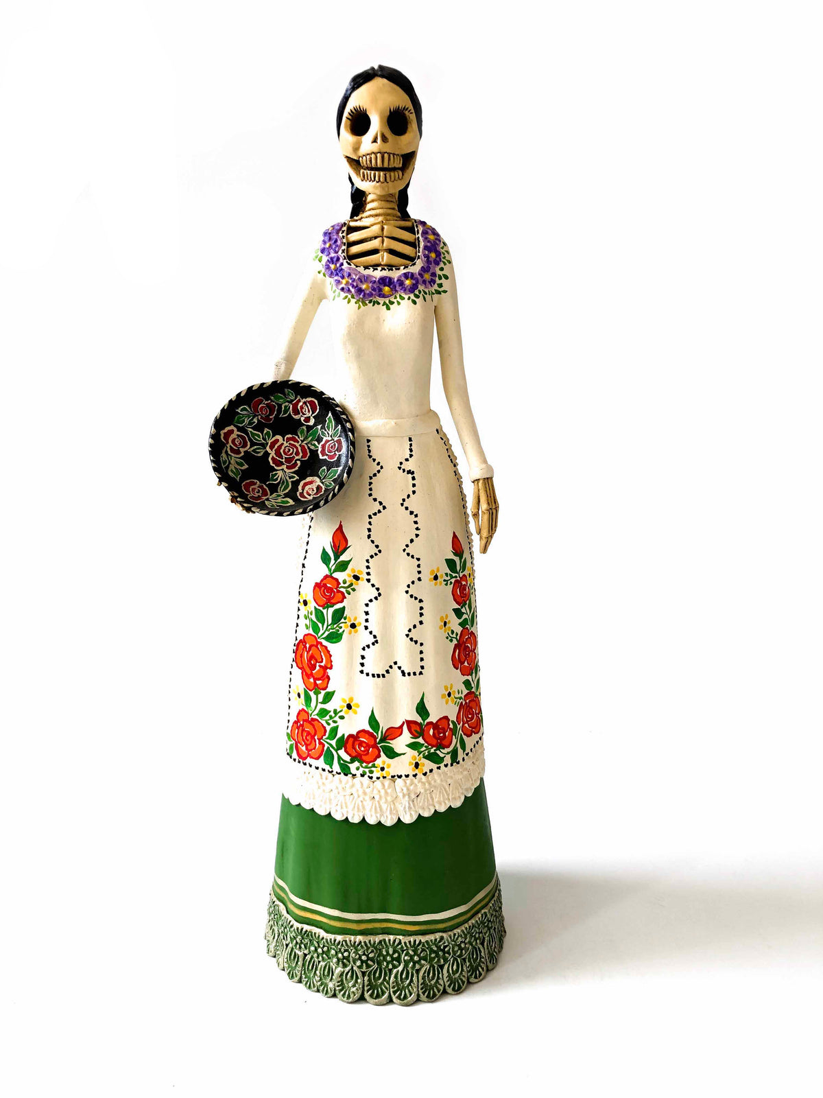 Catrina con plato floreado - 50 cm. 20 in. Catrina