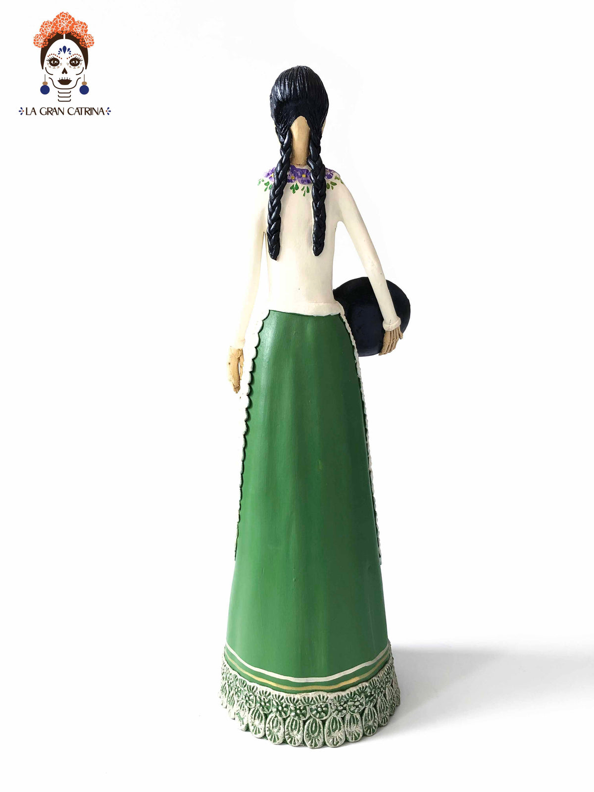 Catrina con plato floreado - 50 cm. 20 in. Catrina