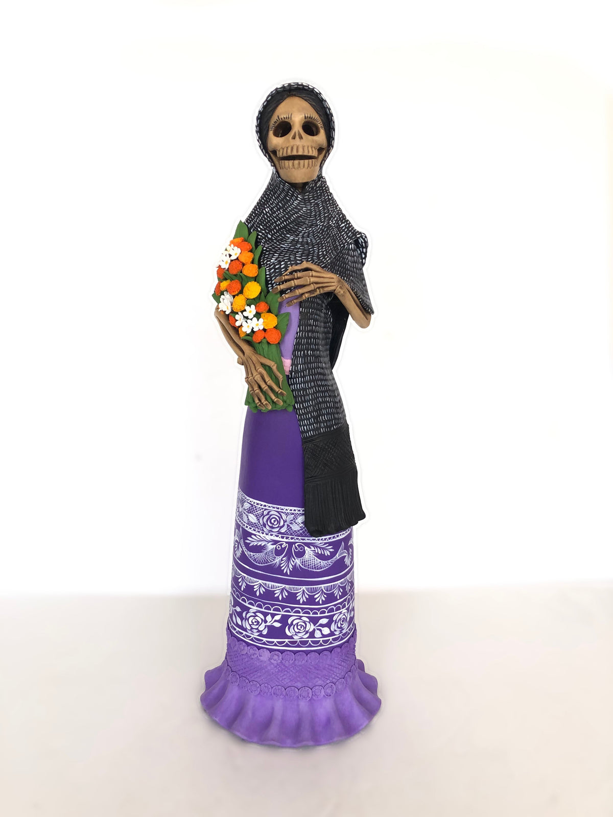 Catrina en Dia de Muertos - Vestido morado - 65 cm. 26 in. Catrina