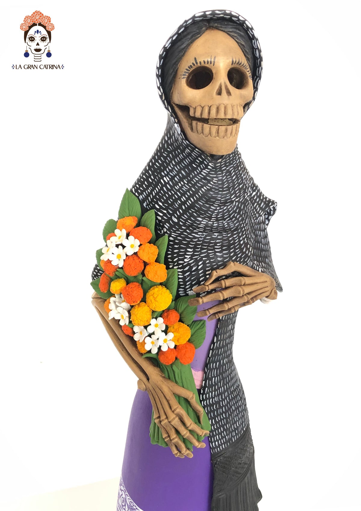 Catrina en Dia de Muertos - Vestido morado - 65 cm. 26 in. Catrina