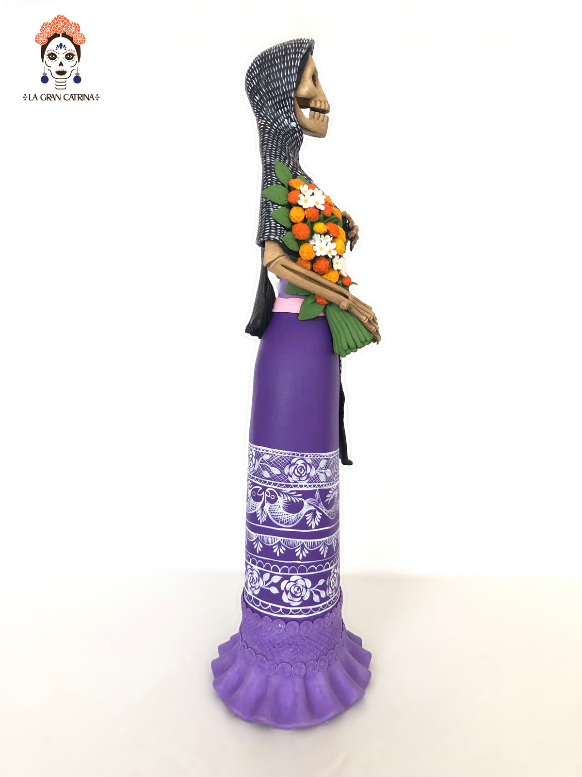 Catrina en Dia de Muertos - Vestido morado - 65 cm. 26 in. Catrina