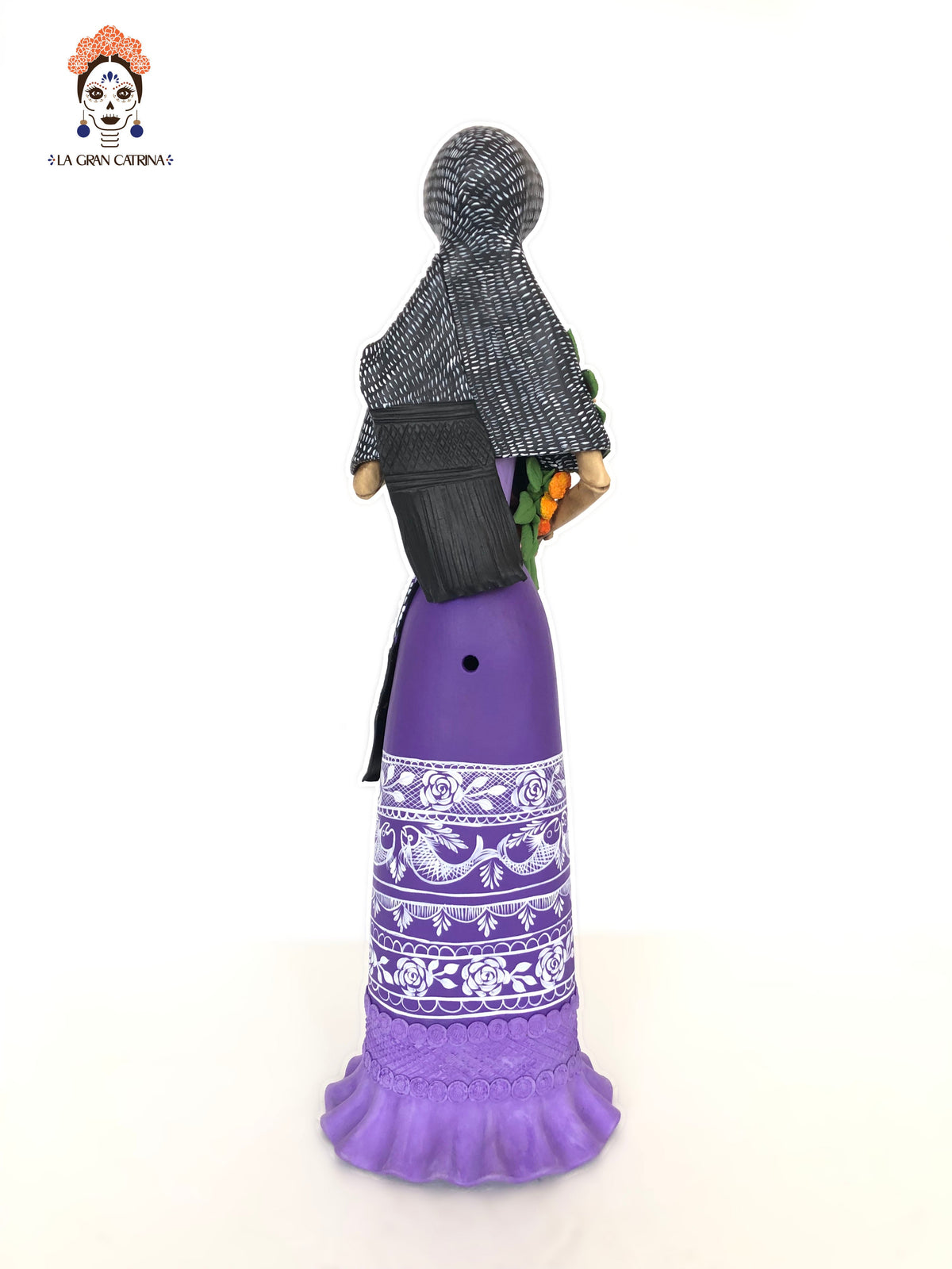 Catrina en Dia de Muertos - Vestido morado - 65 cm. 26 in. Catrina