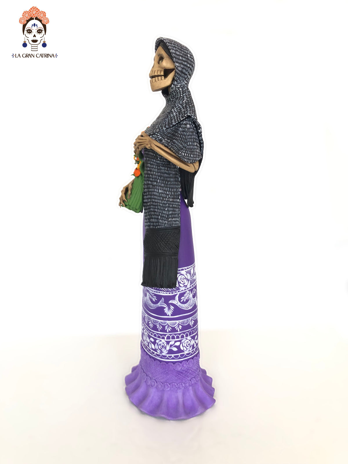 Catrina en Dia de Muertos - Vestido morado - 65 cm. 26 in. Catrina