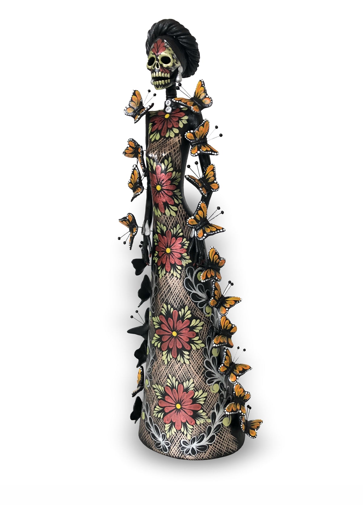 Catrinas hermanas de mariposas - Rubí y oro - 50 cm. 20 in. Catrina