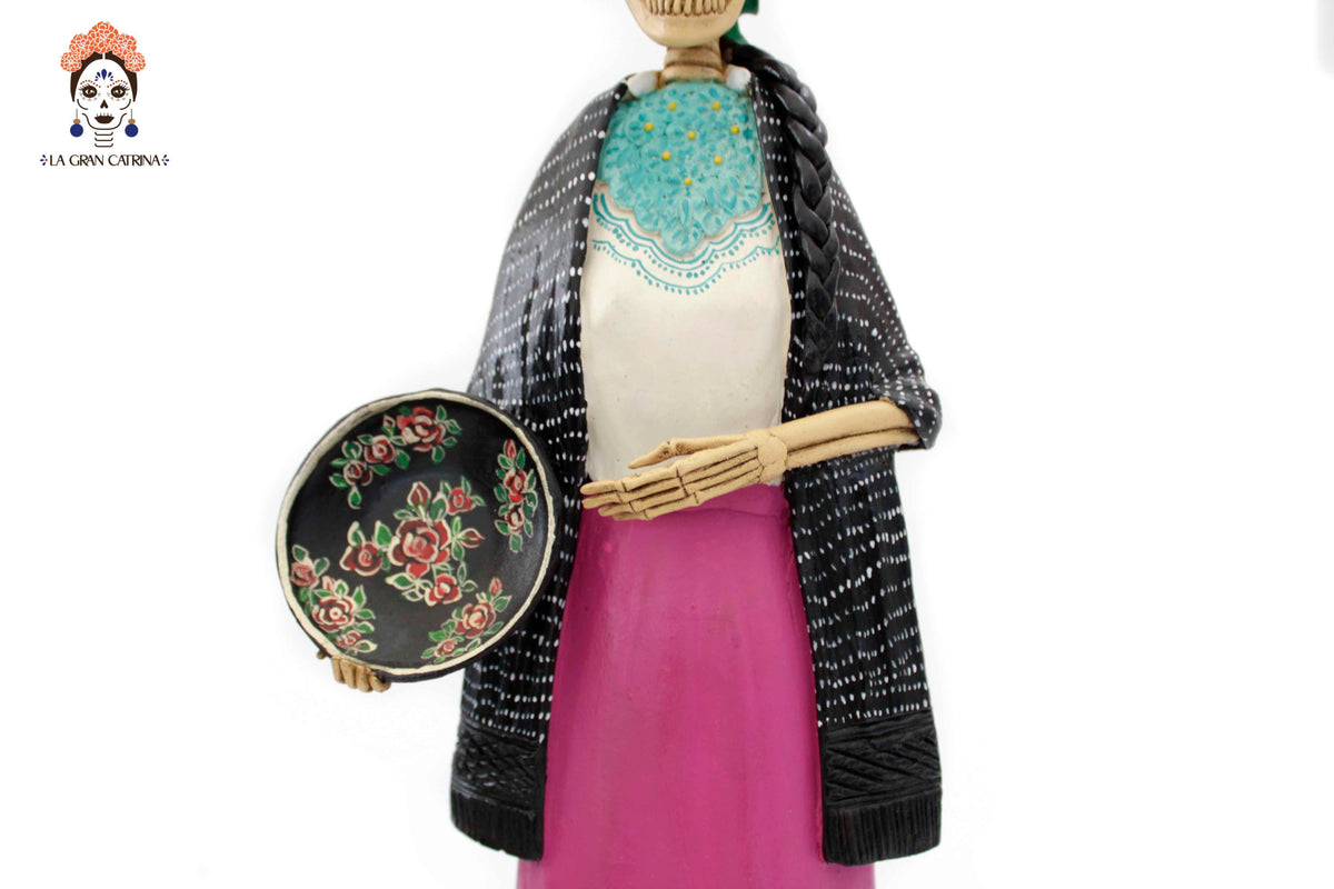 La Catrina del plato floreado - 47 cm. 19 in. - Sobre Pedido Sobre pedido