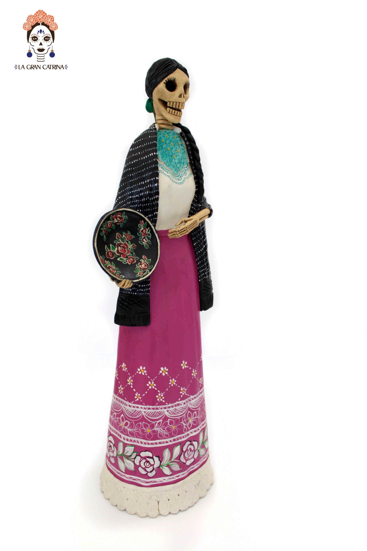 La Catrina del plato floreado - 47 cm. 19 in. - Sobre Pedido Sobre pedido