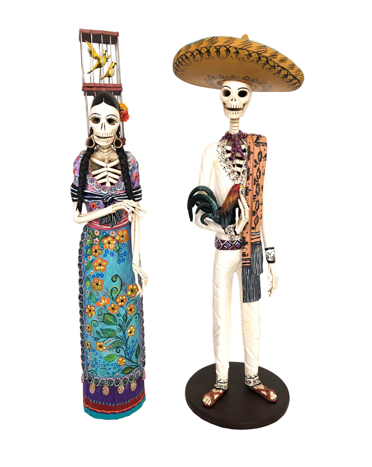 Catrina Pajarera y Catrín Gallero - 50 cm. 20 in. Catrina