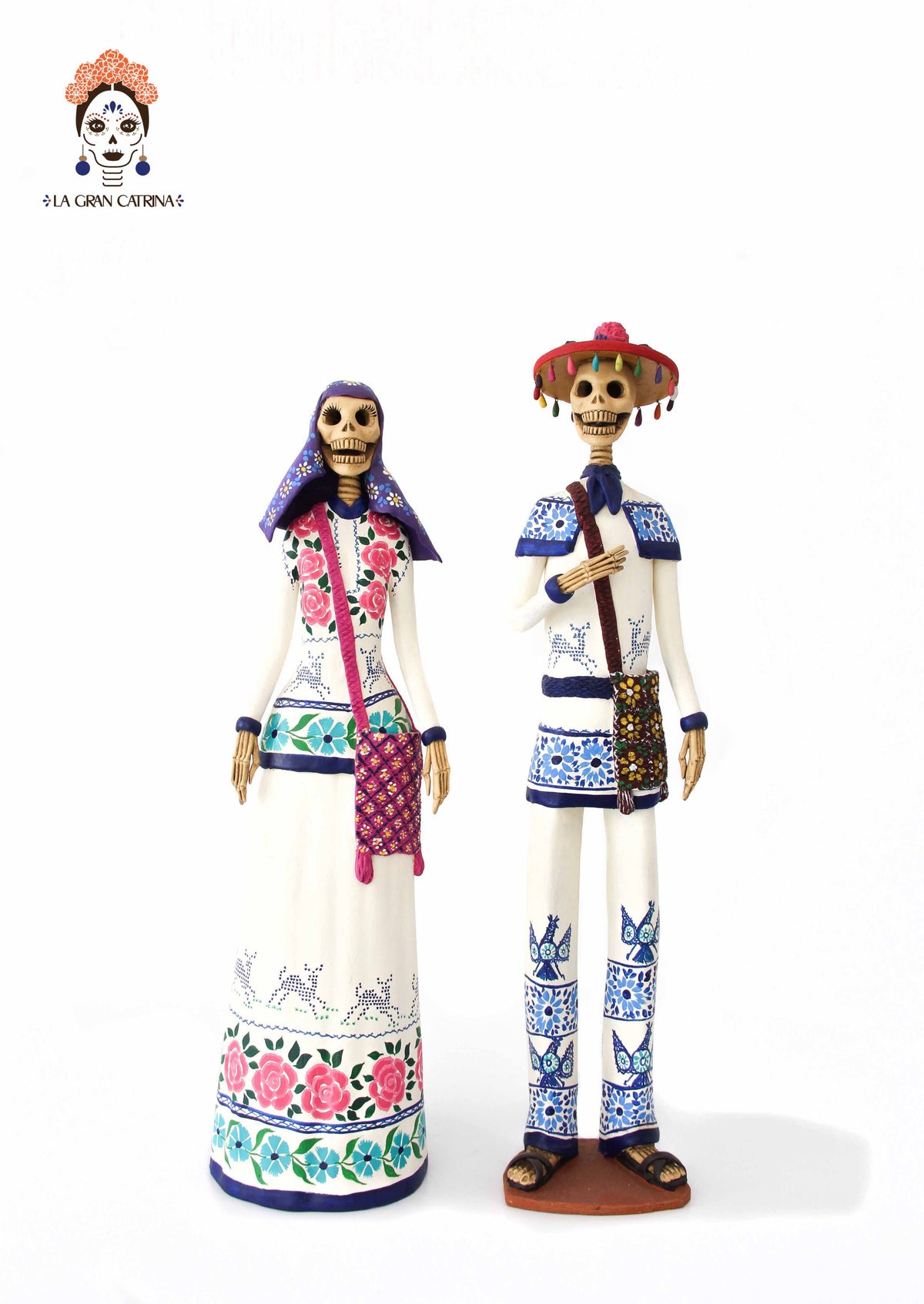 Pareja de Catrines Huicholes - 50 cm. 20 in. - Sobre Pedido Sobre pedido