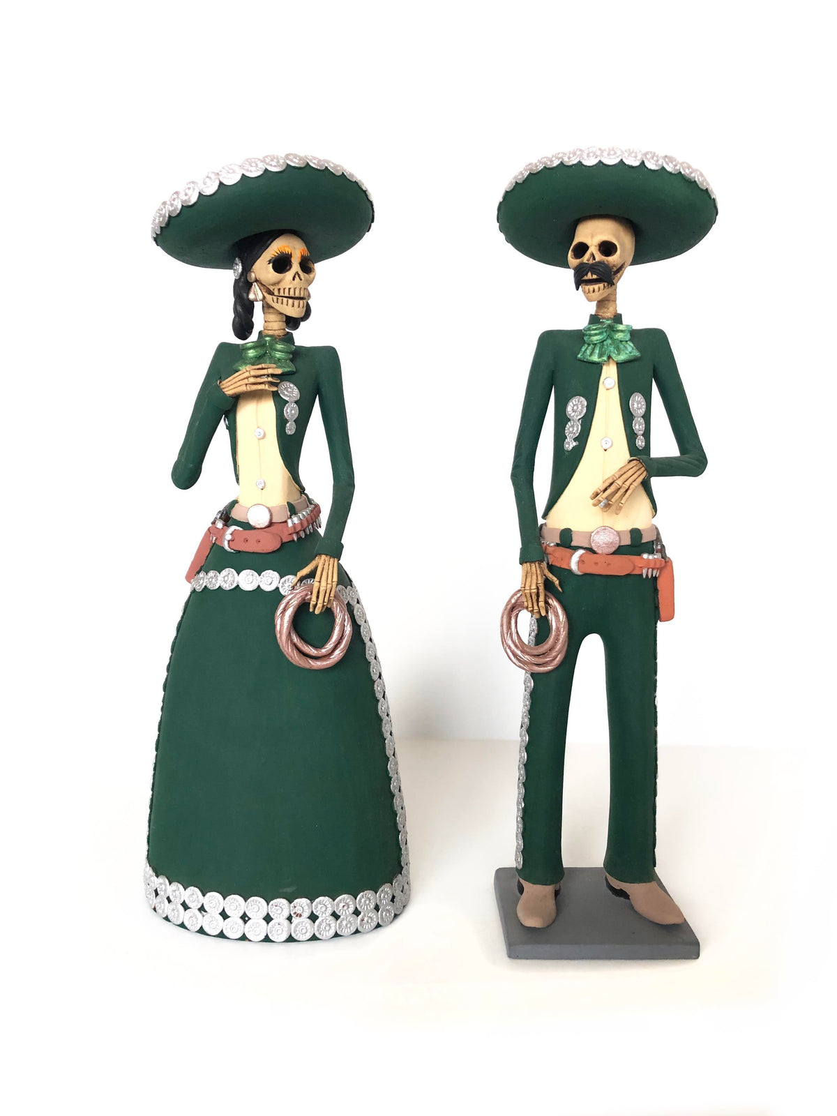 Pareja de Catrines Charros - 38 cm. 15 in. Catrina