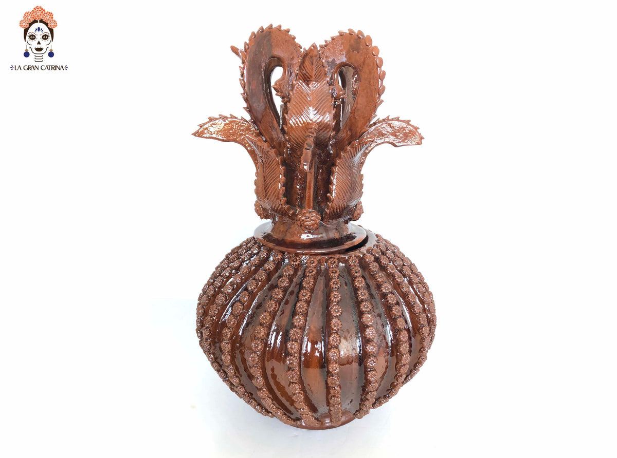 Piña michoacana de barro - Pieza fina Tapa de Cruz - 58 cm. 23 in. Piña