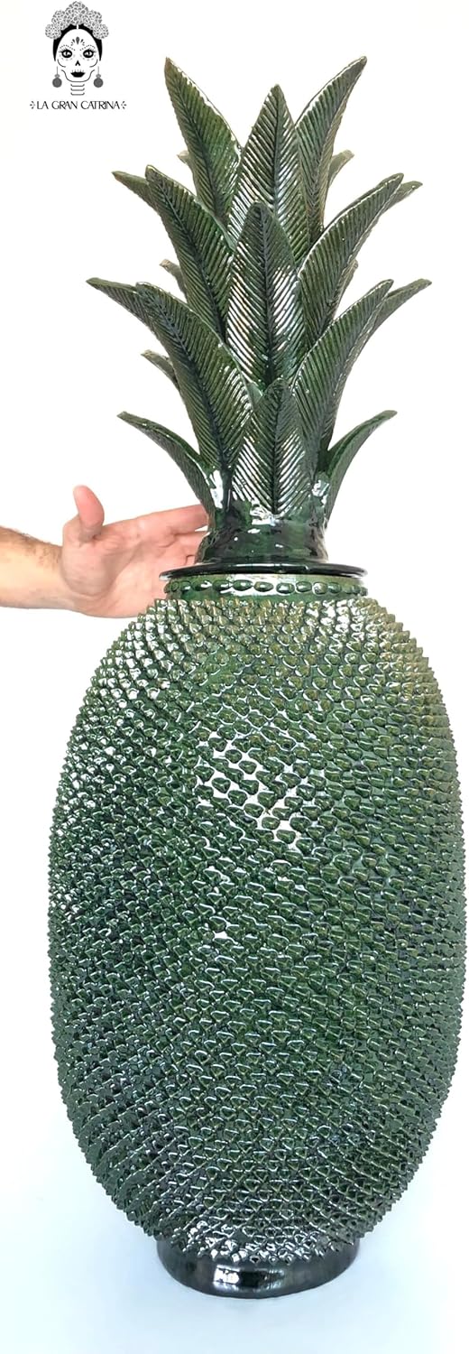 Piña michoacana de barro - Verde de picos - 88 cm. 35 in. - En producción Piña