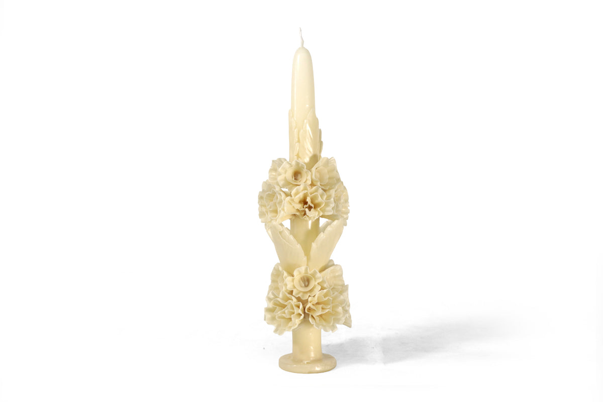 Vela Esculpida - Flores Decorativas Amarilla - 28 cm. 11 in. Vela