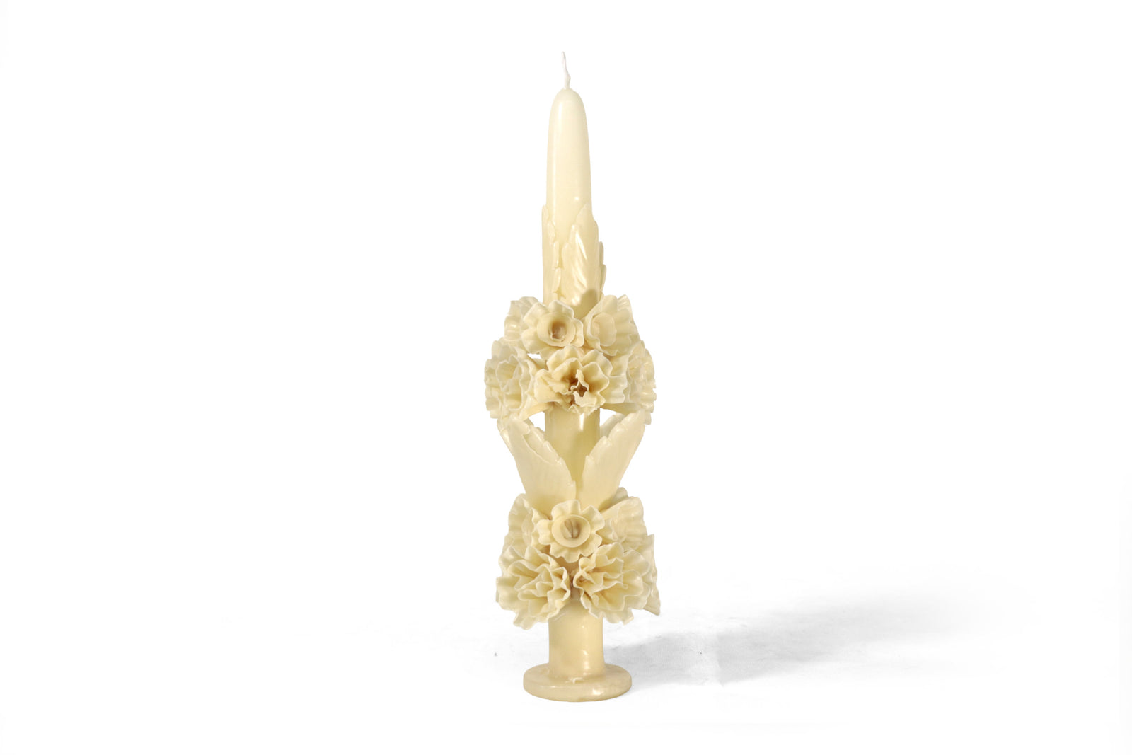 Vela Esculpida - Flores Decorativas Amarilla - 28 cm. 11 in. Vela