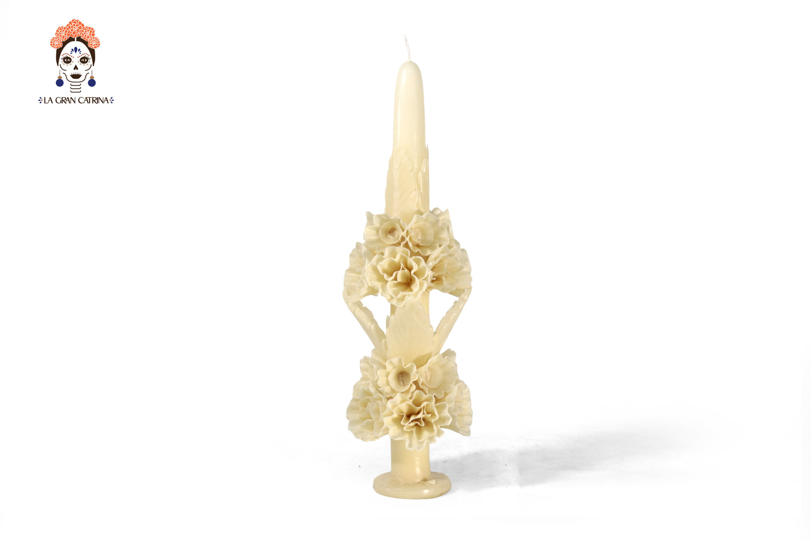 Vela Esculpida - Flores Decorativas Amarilla - 28 cm. 11 in. Vela