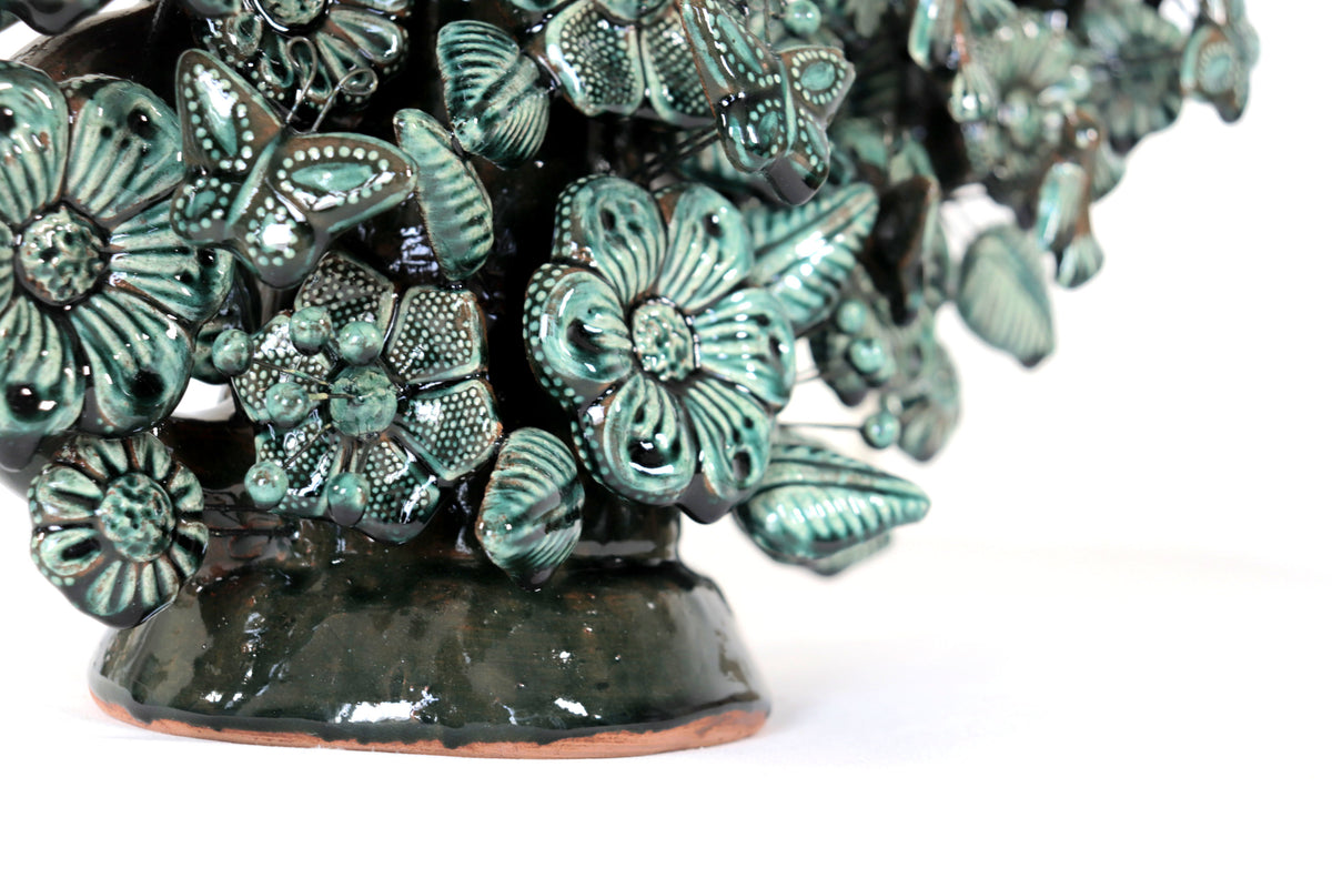 Árbol de la vida verde vidriado - 55 cm. 21.6 in.