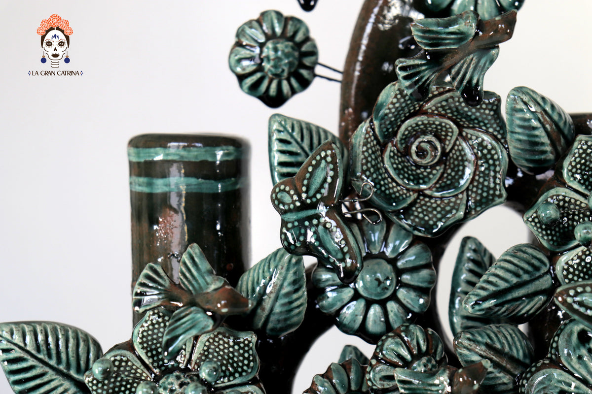 Árbol de la vida verde vidriado - 55 cm. 21.6 in.