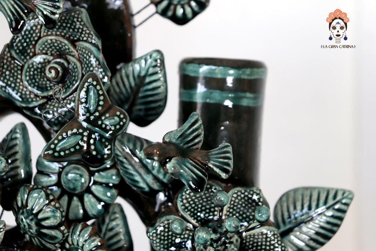 Árbol de la vida verde vidriado - 55 cm. 21.6 in.