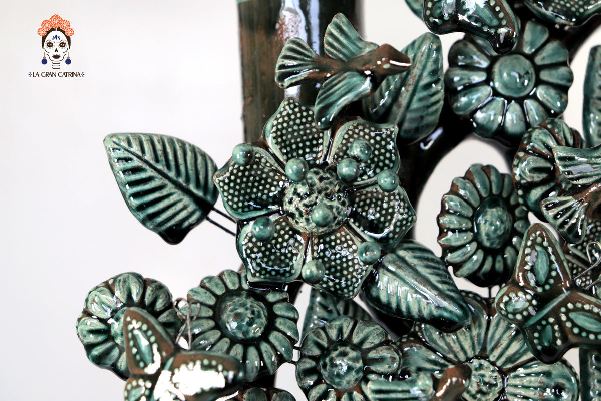 Árbol de la vida verde vidriado - 55 cm. 21.6 in.