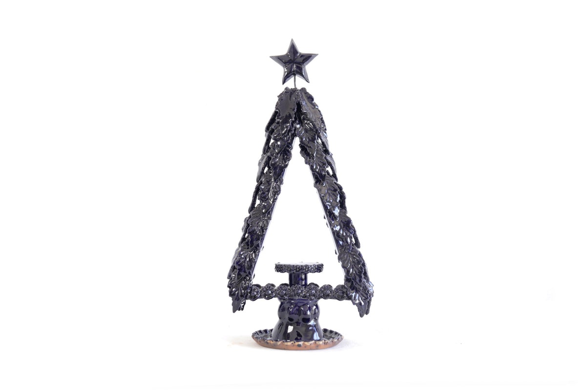 Arbol navideño azul para veladora - 35 cm. 13.7 in.
