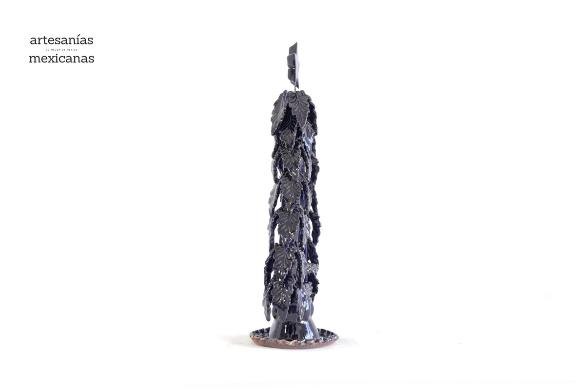 Arbol navideño azul para veladora - 35 cm. 13.7 in.