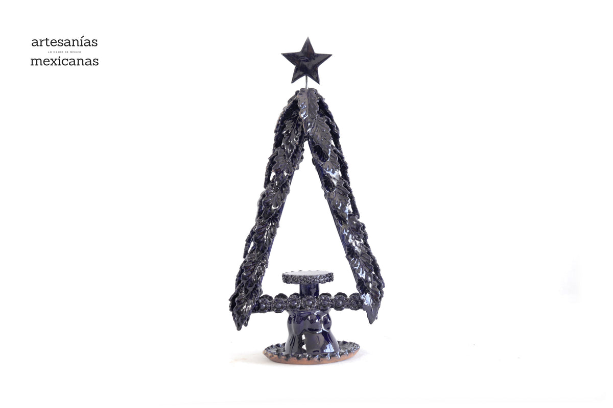 Arbol navideño azul para veladora - 35 cm. 13.7 in.