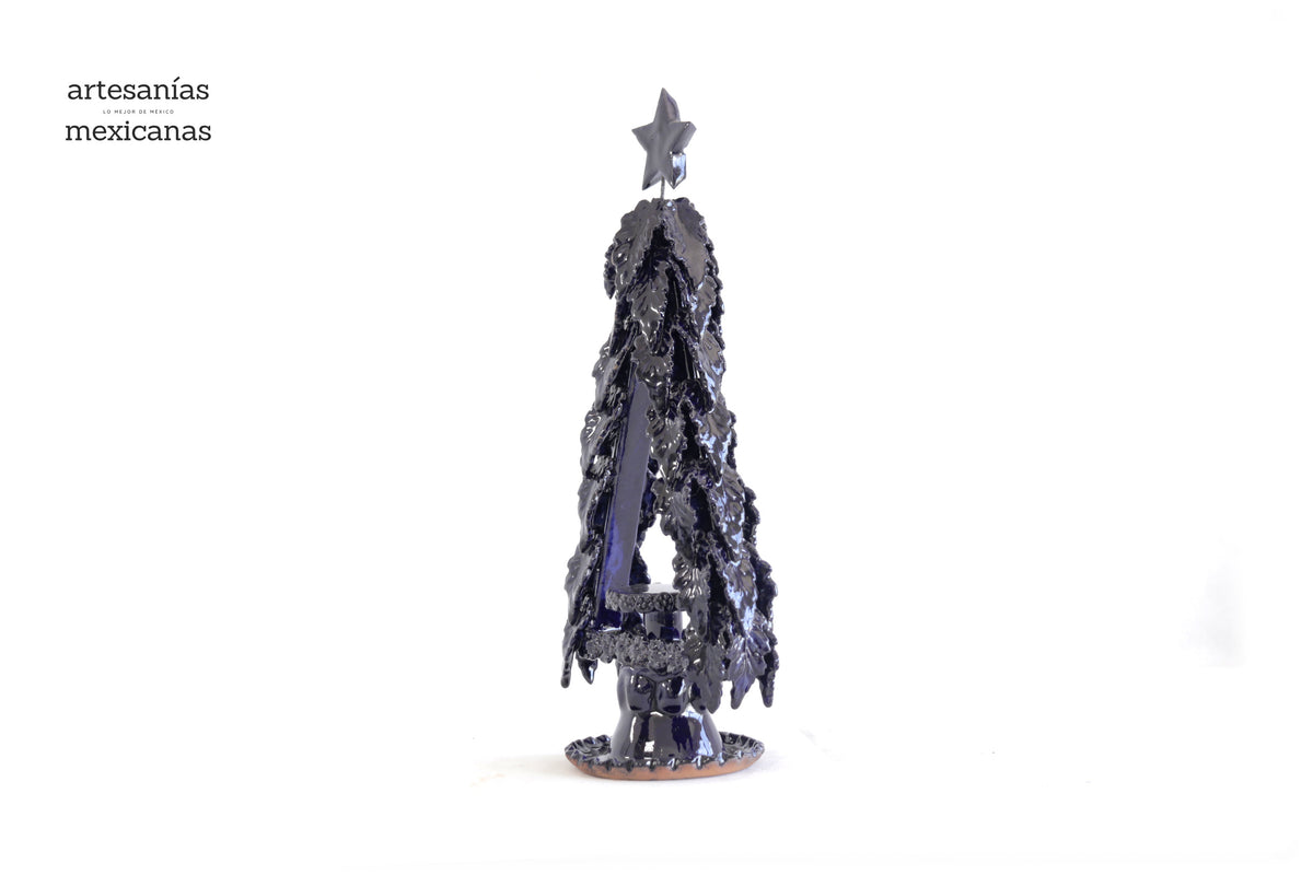 Arbol navideño azul para veladora - 35 cm. 13.7 in.