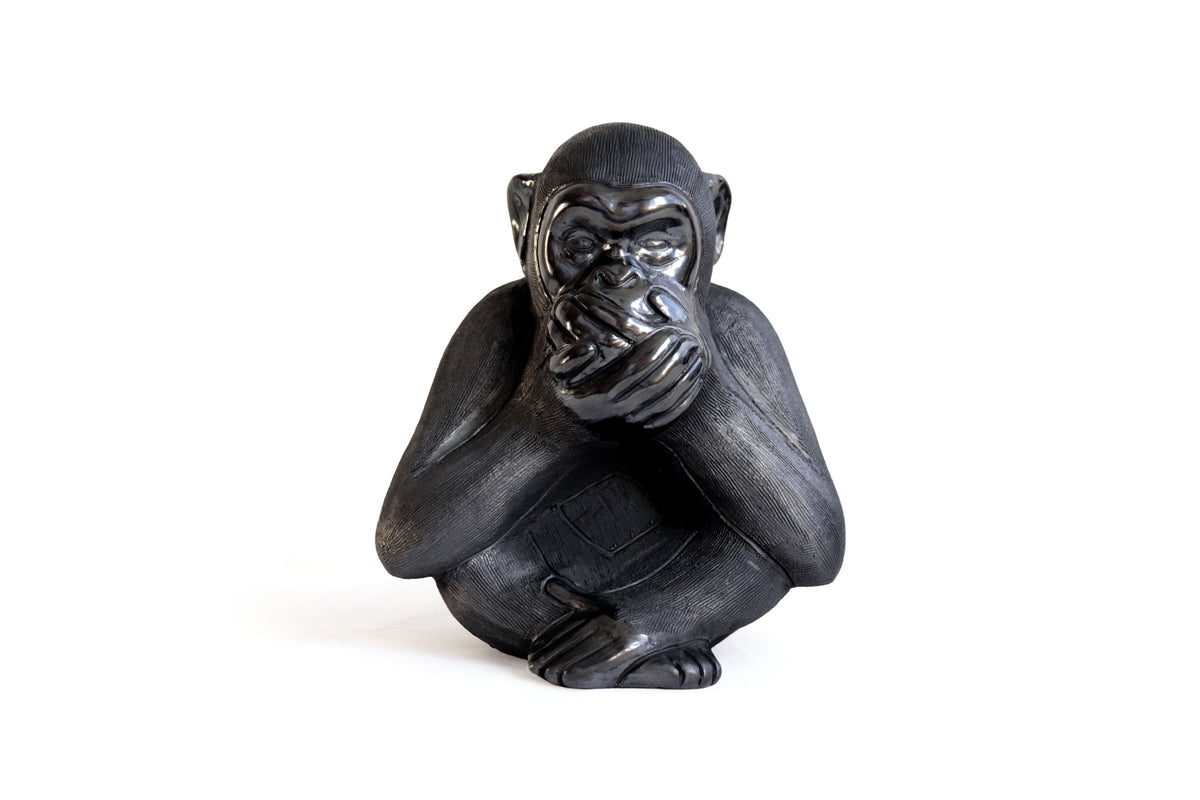 Trío de Changos de Barro Negro 19 cm. 7.4 in.