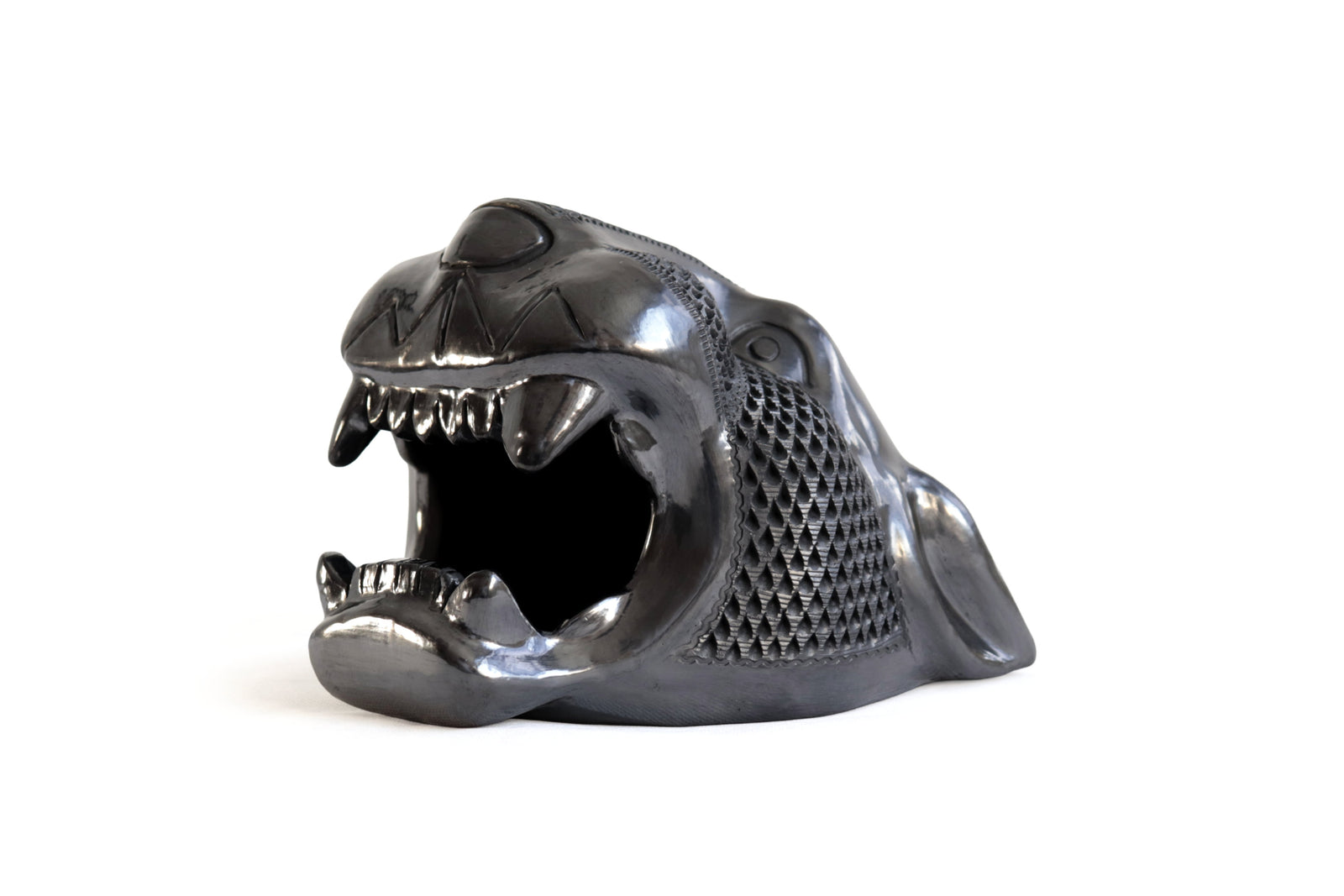 Trío Cabezas Jaguar 20 cm. 7.8 in. Barro negro