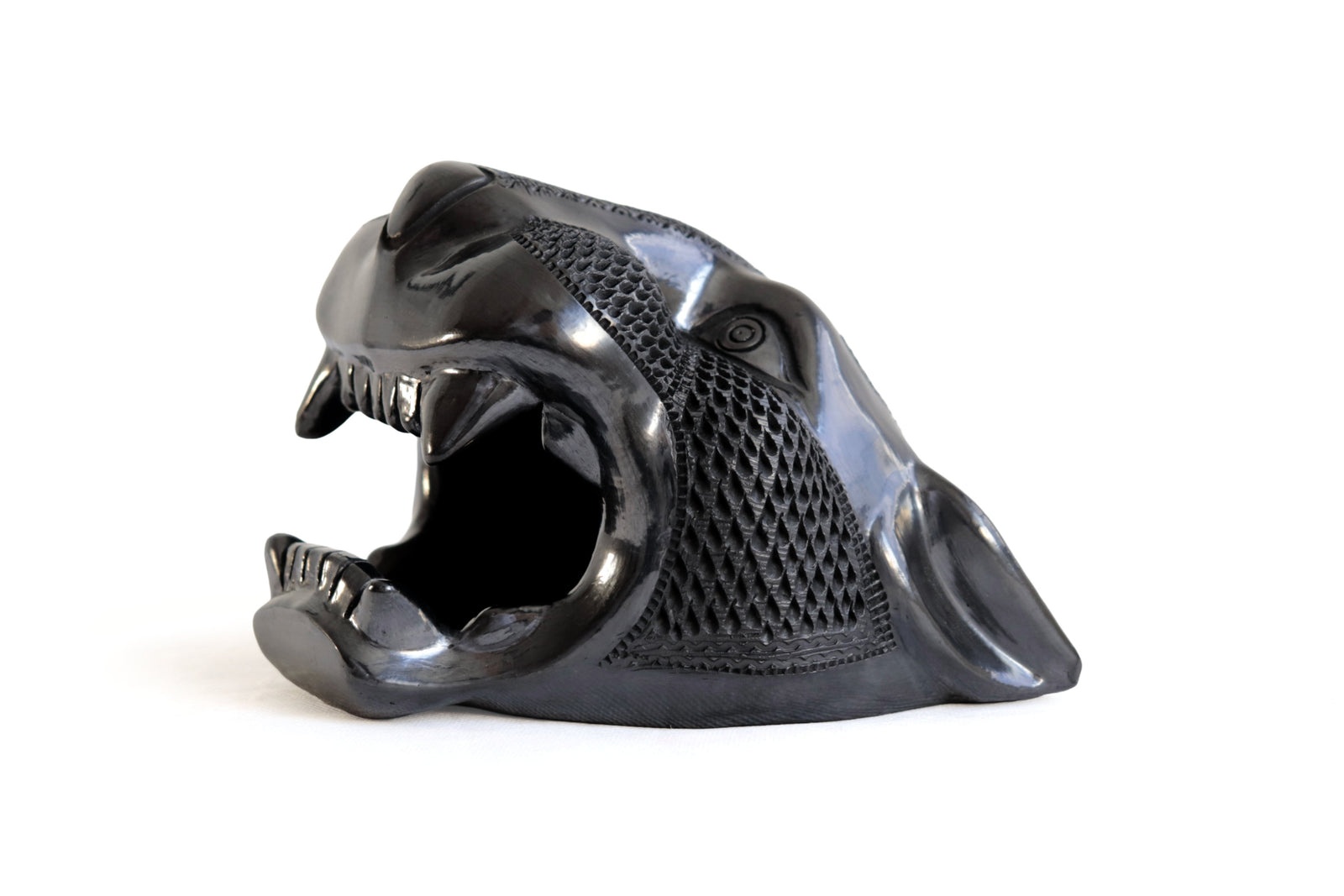Trío Cabezas Jaguar 20 cm. 7.8 in. Barro negro