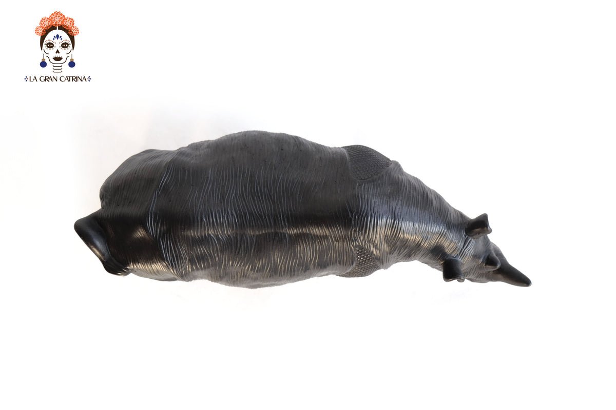 Rinoceronte Brillante de Barro Negro 31 cm. 12.2 in.