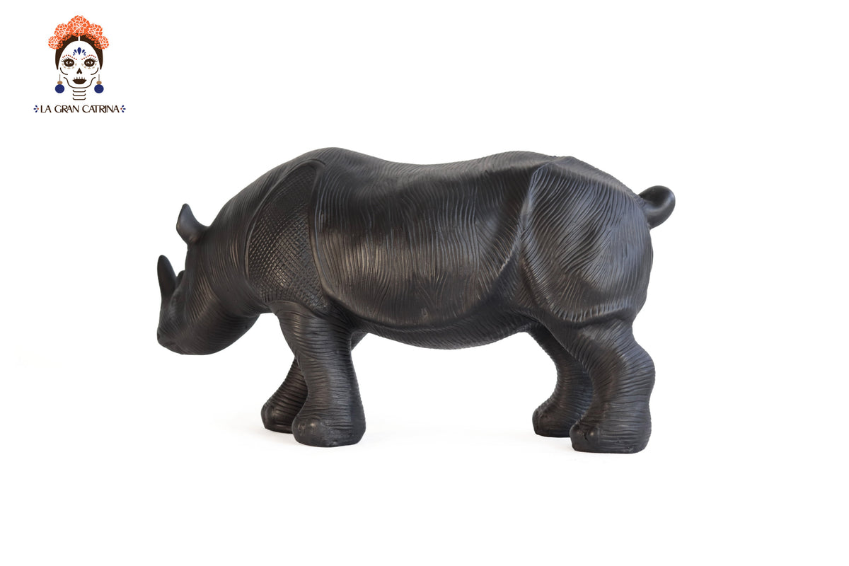 Rinoceronte Mate de Barro Negro 31 cm. 12.2 in.