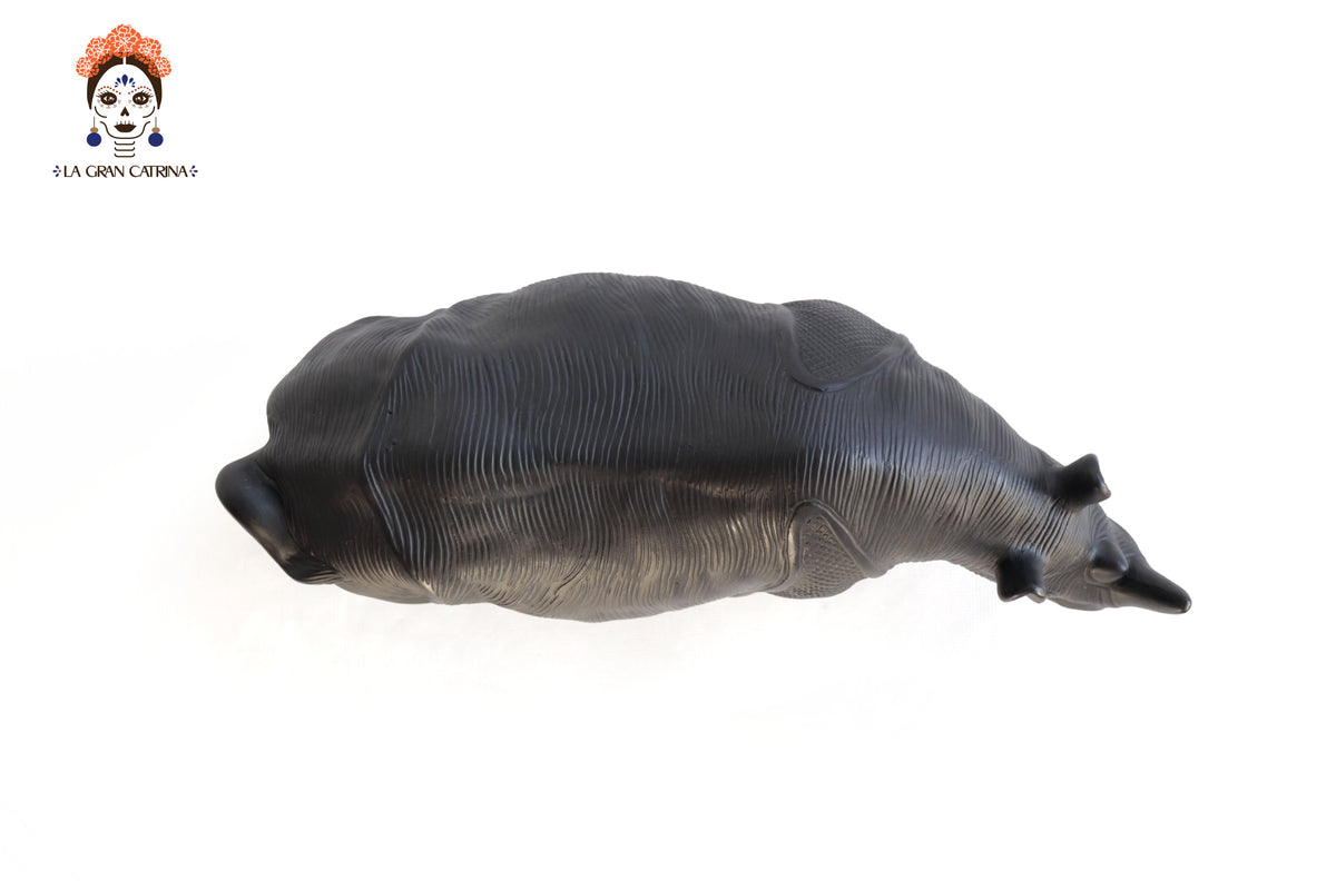 Rinoceronte Mate de Barro Negro 31 cm. 12.2 in.