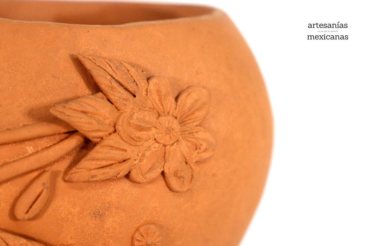 Maceta naranja grande de Calavera estilo Catrina
