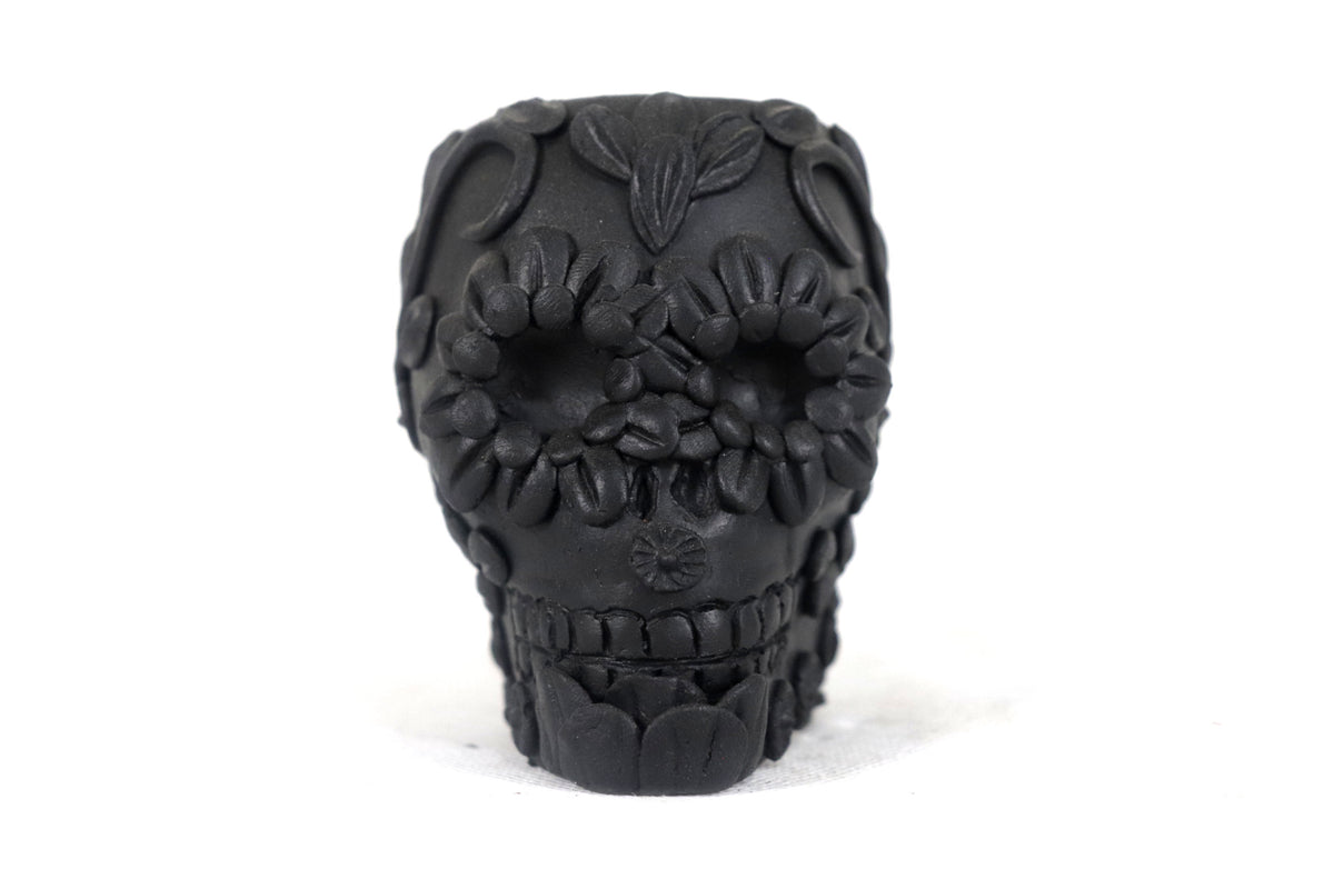 Maceta negra chica de Calavera estilo Catrina