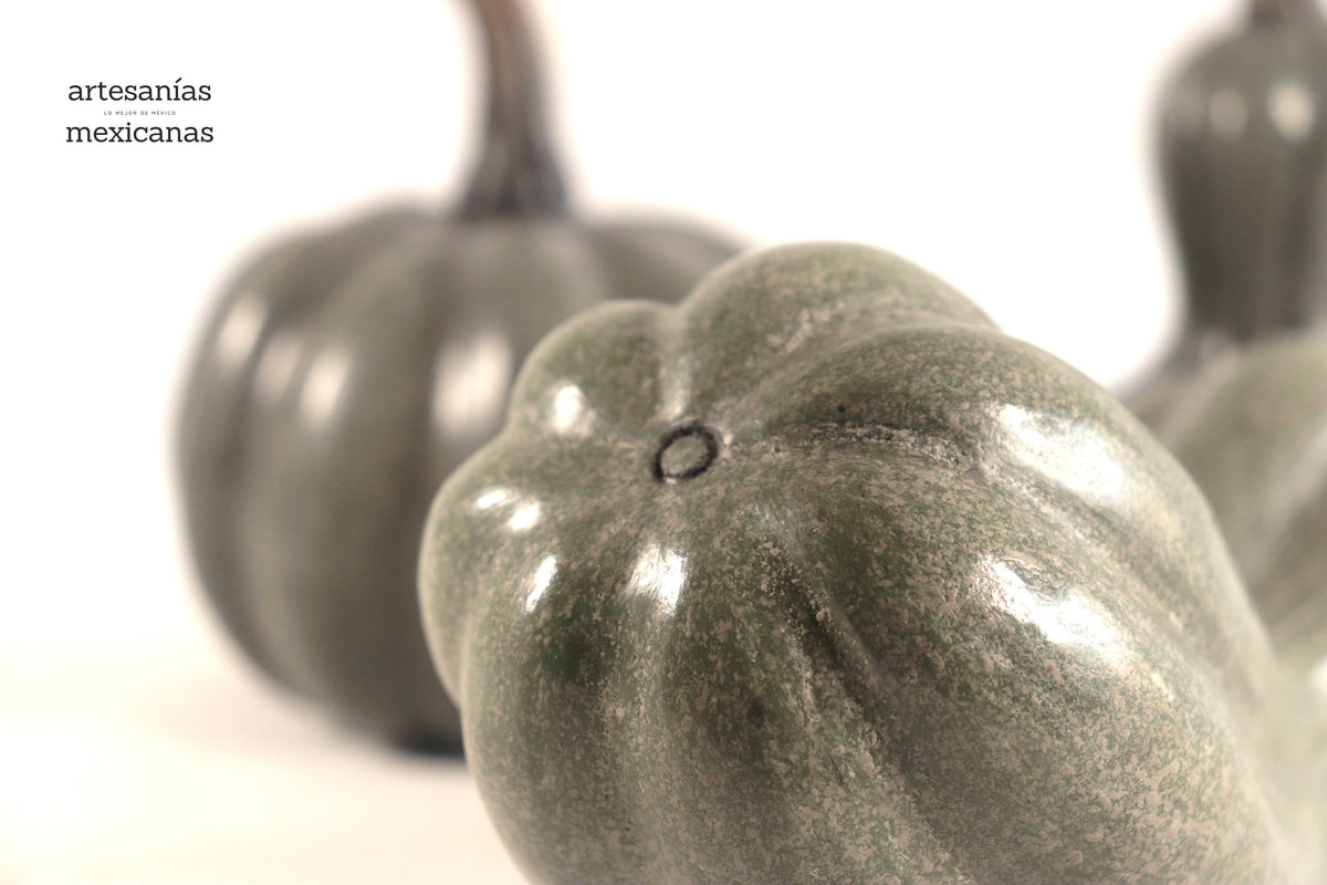 Juego de 3 calabazas verde grisáceo