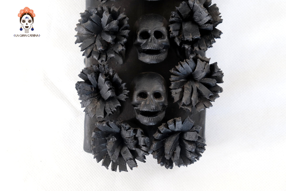 Cruz de Día de Muertos Grande Barro color Negro - 40 cm. 15.7 in