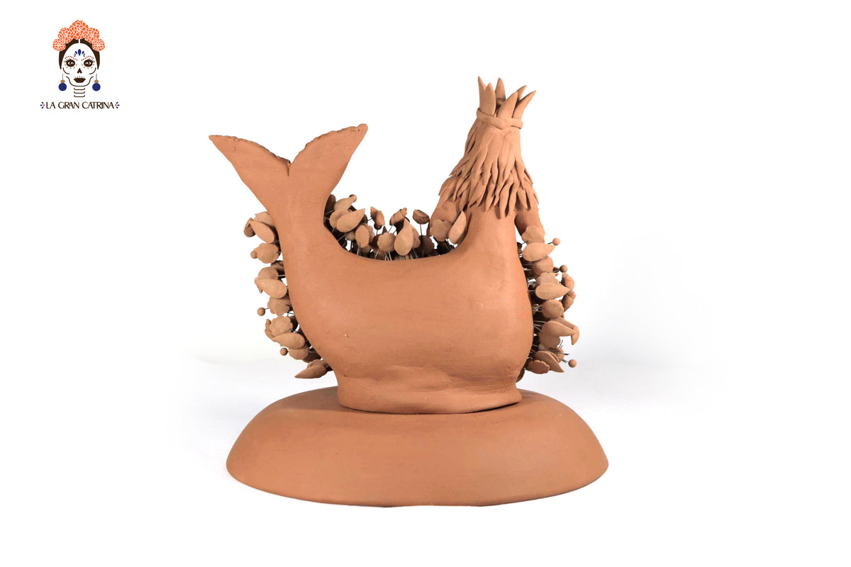 La Tlanchana de barro natural - 30 cm. 11.8 in. Catrina