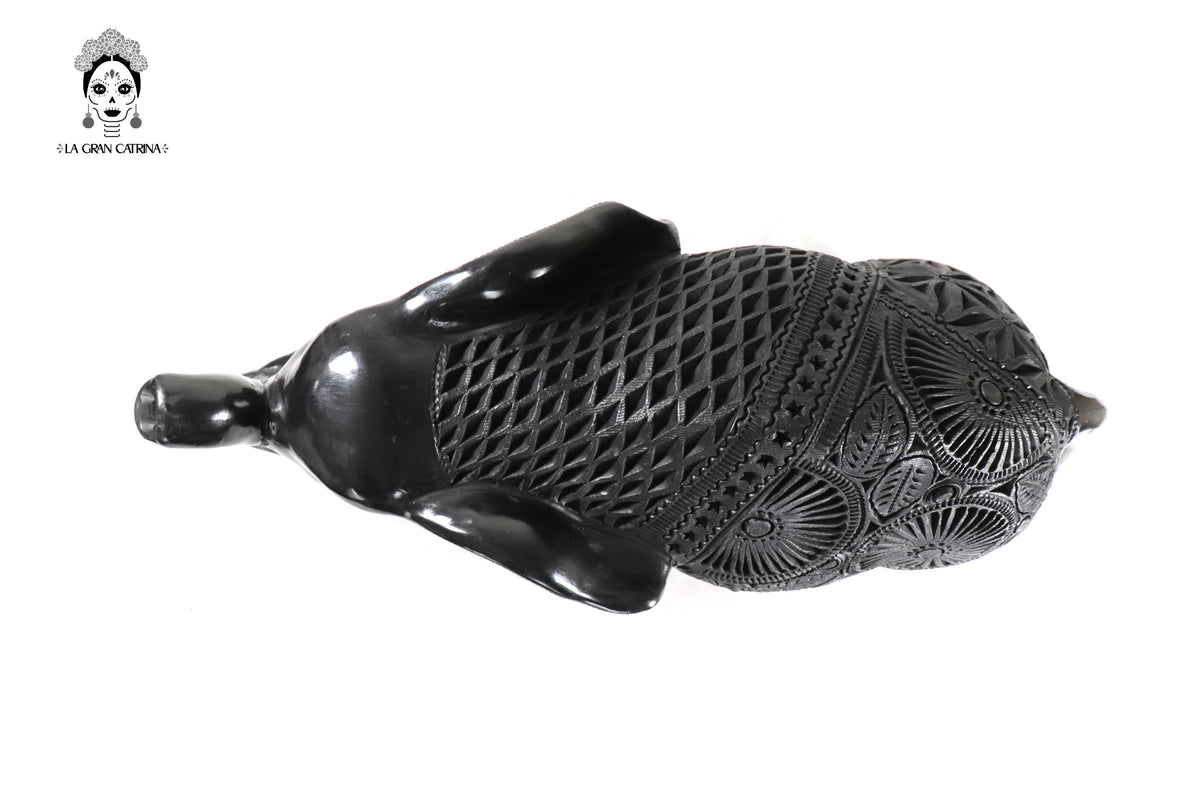 Elefante de Barro Negro - 24 cm. 9.4 in.